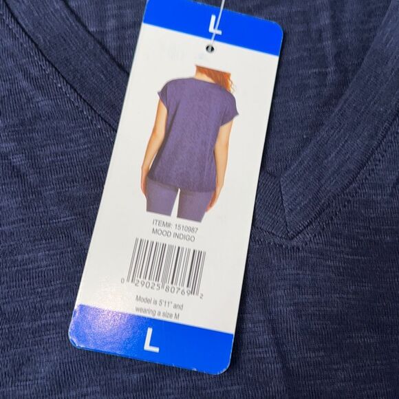 NWT JESSICA SIMPSON Comfy V-Neck T-Shirt Knit Top Indigo Blue Size Large Shirt - Picture 7 of 10